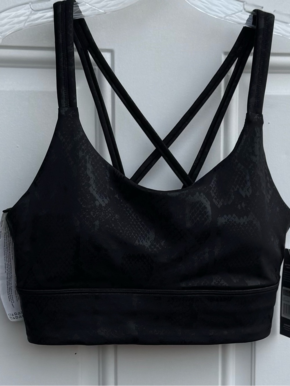 Marika Black Snake-Print Sports Bra with Crisscross Straps